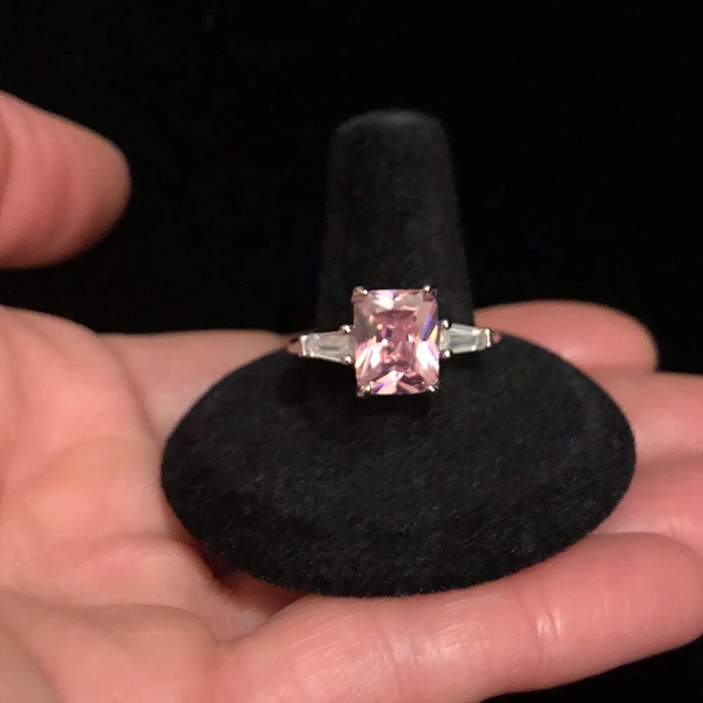Light Pink Faux Gemstone Silver Ring